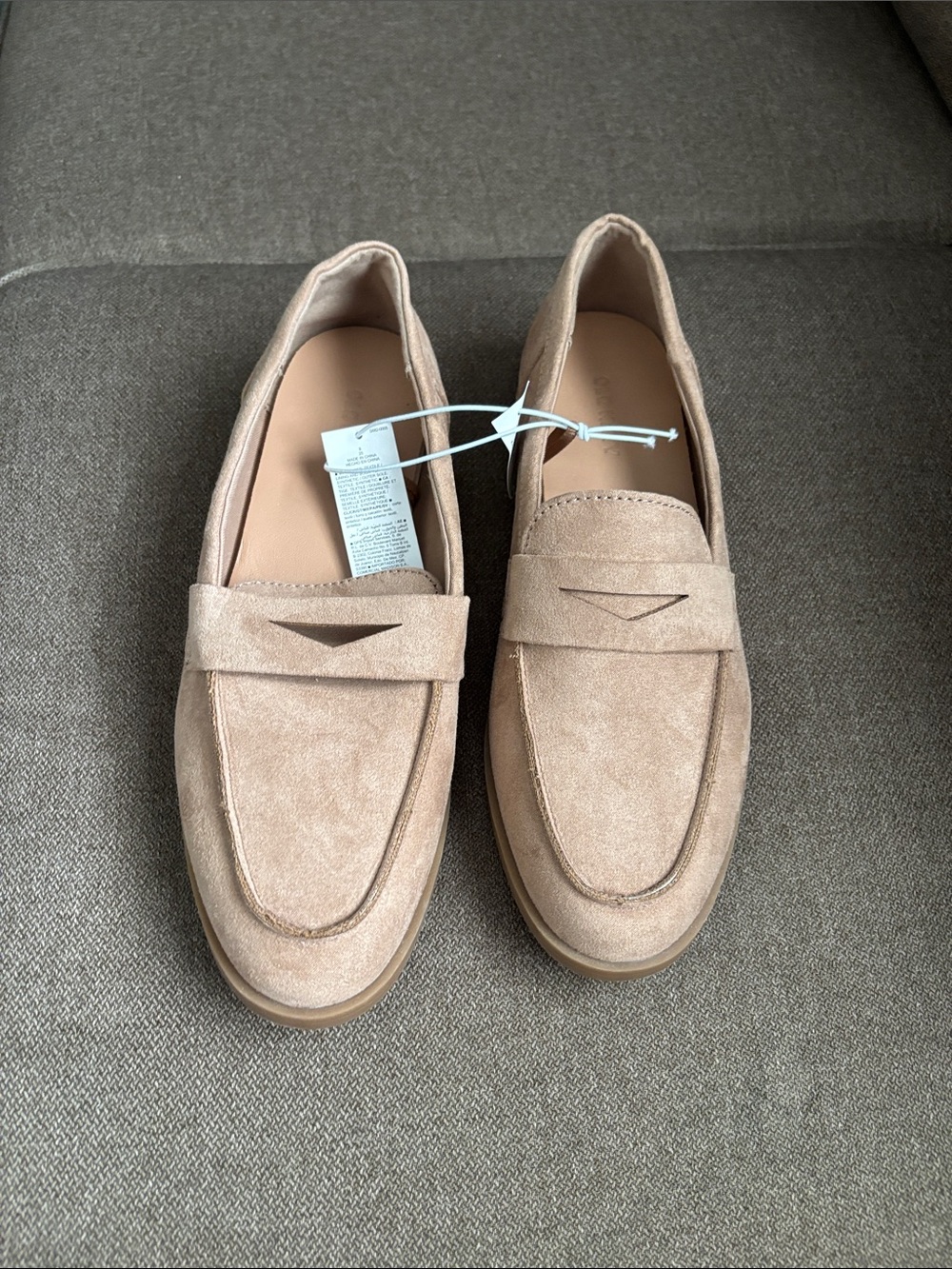 Old Navy Women's Suede Penny Loafers in Beige Taupe